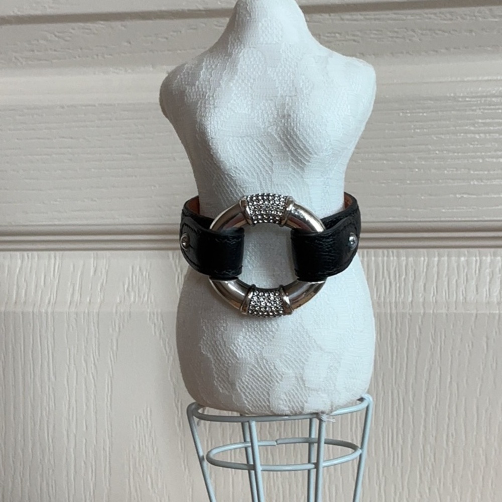 Brighton Minimalist Black and Silver Leather Bracelet